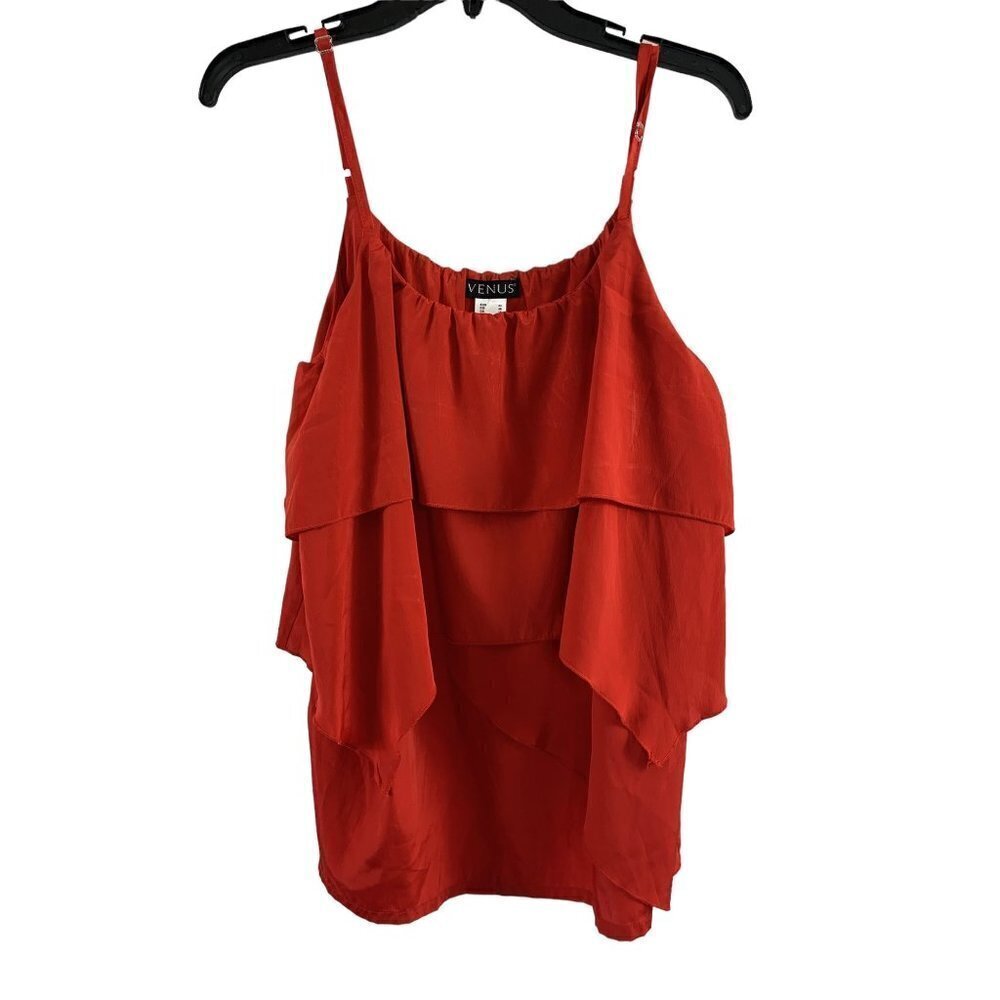 Venus Women's Blazing Red Ruffled Sleeveless Top